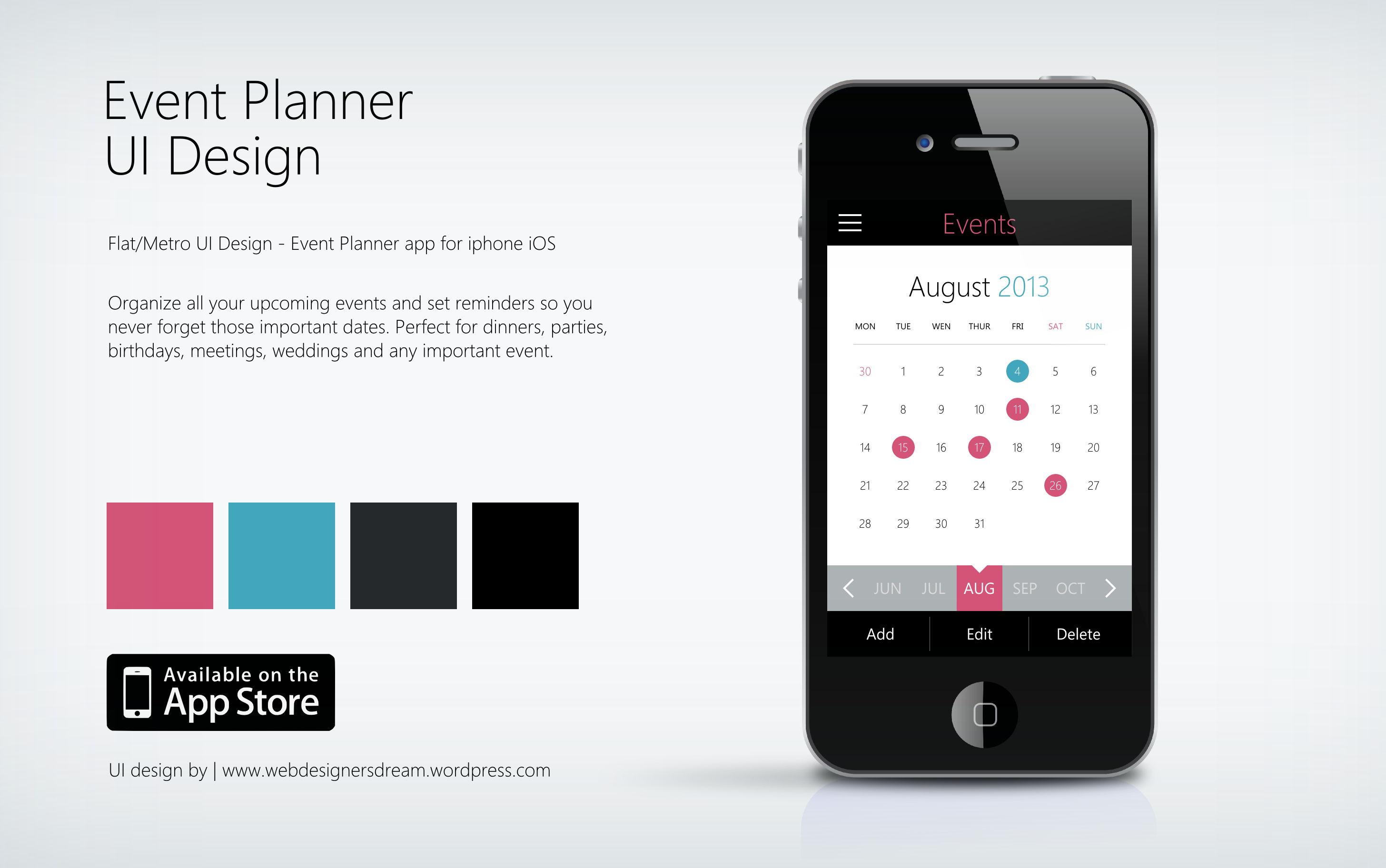 Event Planner - Metro Style UI Design for Apple iphone/iOS ...