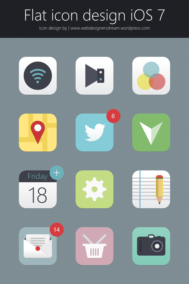 Flat Icon Design for iOS7 by Zoe Love